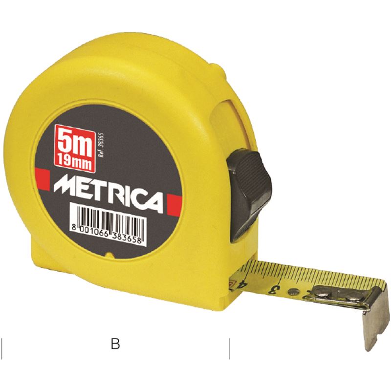 Flexómetro Amarillo 5m Cinta 19mm Cinta de Medir de 5 Metros Amarilla  Flexometro de medición 5 Metros 5mts 5m