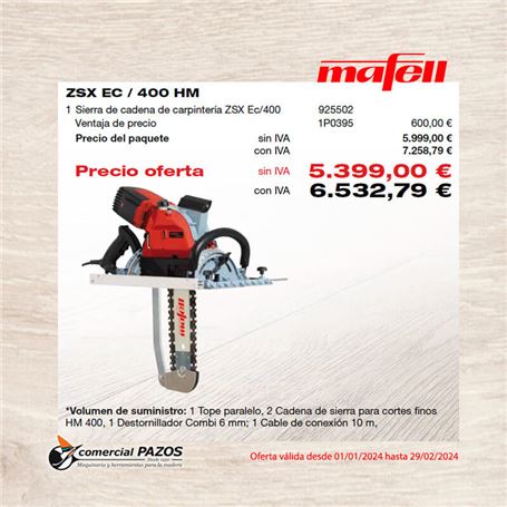 Sierra de cadena de carpintería ZSX Ec / 400 HM Mafell - 1P0395 - Promoción Mafell