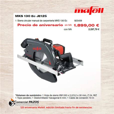 Sierra circular manual de carpintería MKS 130 Ec 925409 - Promoción Mafell