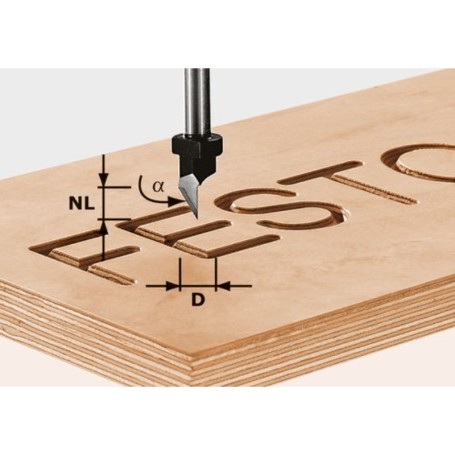 Fresa de rotulación HS S8 D11/60° - 491002 - Festool