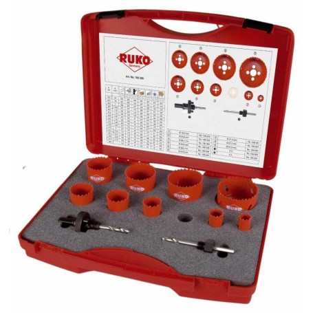Juego coronas perforadoras HSS bimetal para fontanería 9 coronas Ruko