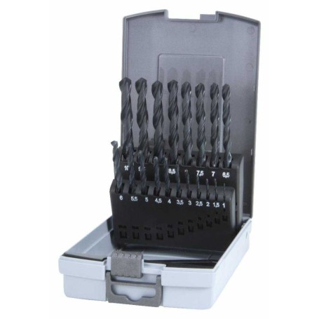 Juego de 19 brocas helicoidales DIN 338 tipo N HSS-R laminadas Ruko