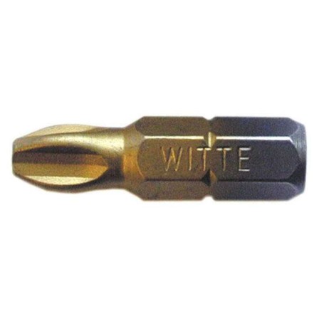 WITTE 27345 - Punta Pozidriv STANDARD TIN guía 1/4 corta (PZ1x25)