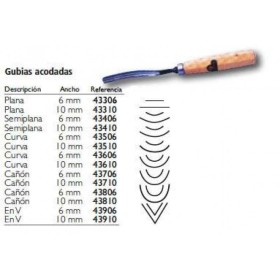 Gubia acodada perfil A37, media caña de 6 mm de ancho Mifer