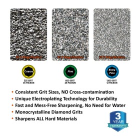 3 uds.
Piedra de afilado de diamante tamaño tarjeta de crédito
Grueso / Fino / Extra Fino - 116N SHA