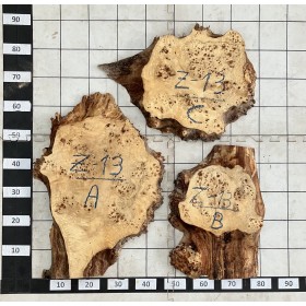 Madera de Álamo RAIZ. Kit de 3 palos A+B+C de 600 - 400 -350  mm