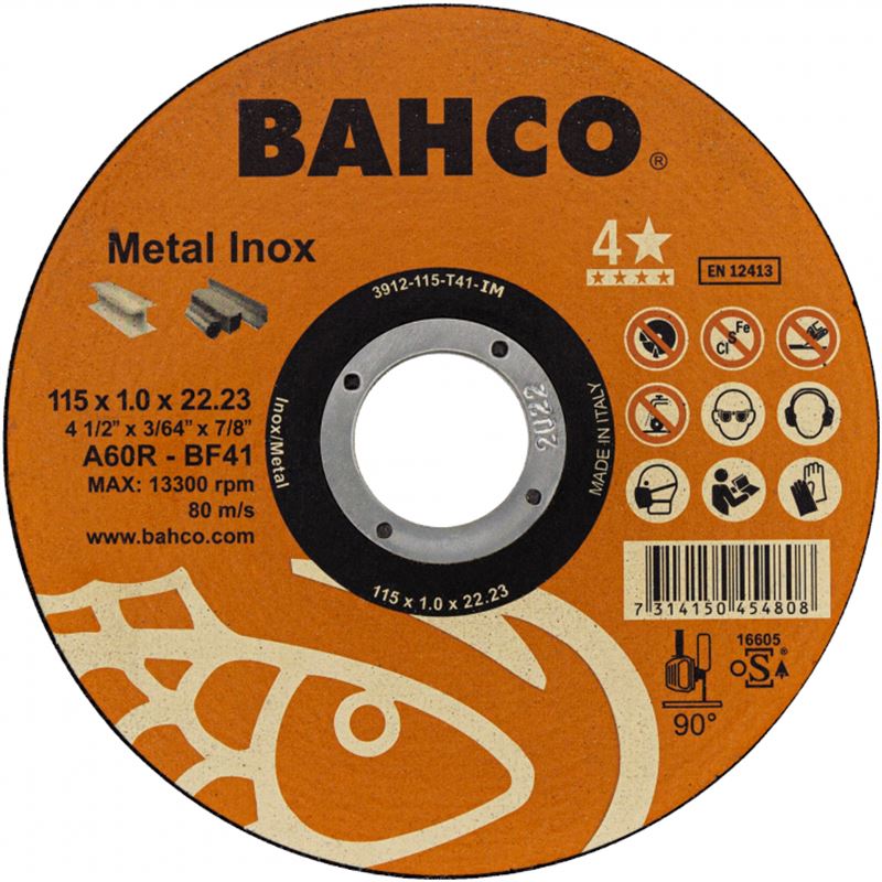 Disco de corte metal y acero inoxidable para radial de 115 mm x 1,0 - A60R IN ME Bahco