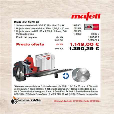 Mafell-1P0333-sistema-de-retestado-manual-de-bateria-kss-40-18m-bl-promo-2403